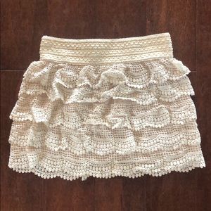 Beige Mini Skirt with crochet pattern